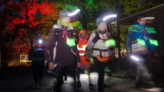 Walkers at night with headtorches