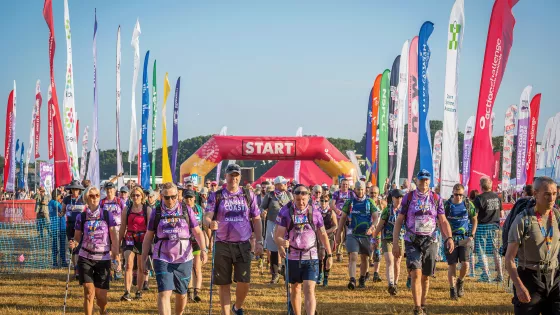 Walkers at start line for Jurassic Coast Ultra Challenge