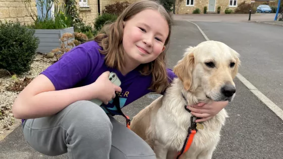 young girl and dog