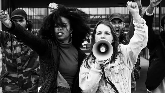 Young people protesting