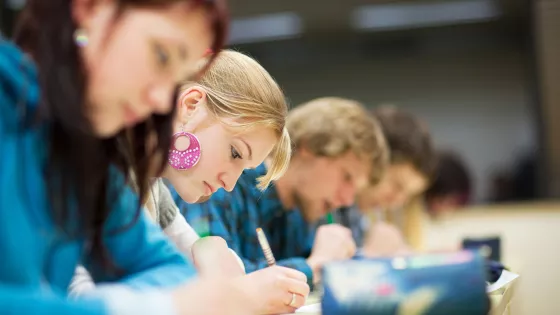 students doing an exam