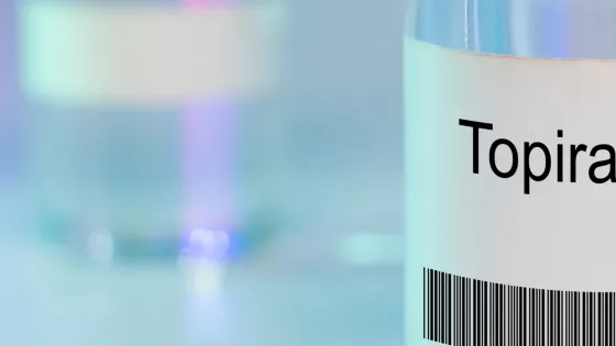 Bottle of topiramate medication