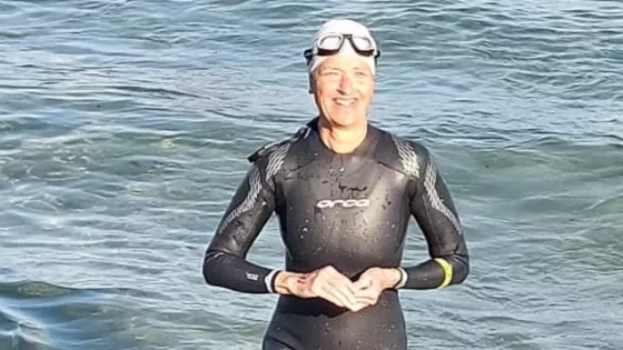 Women in wetsuit in the water