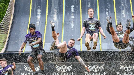 Corporate team taking on a fundraising challenege