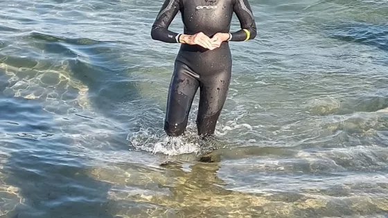 Women in wetsuit in the water