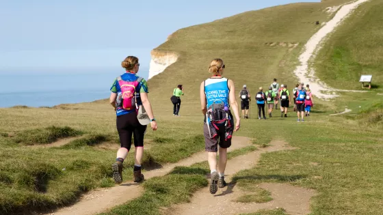 Walkers on the south coast cliffs