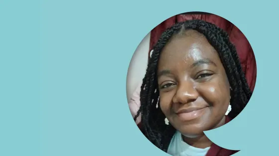 A young girl smiles to the camera for an author profile on a blog.