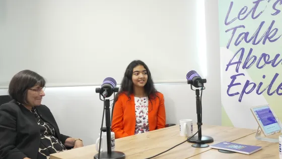 A young girl talks to Professor Helen Cross about her recent brain surgery for epilepsy