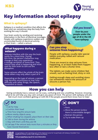 An information sheet for KS3 11-14 years on epilepsy