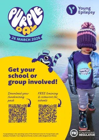 A flyer for getting schools involved with Purple Day