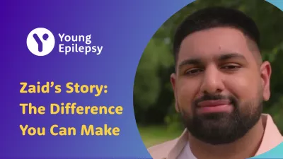 A young man, Zaid, is pictured in a Youtube Thumbnail for a Young Epilepsy video of his story.