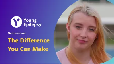 A young woman is pictured beside the text 'Young Epilepsy: the difference you can make'.