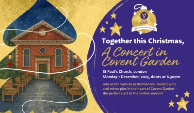 An invitation invites guests to Young Epilepsy's Christmas concert.