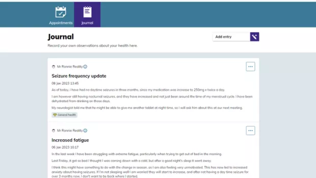 my epilepsy screenshot