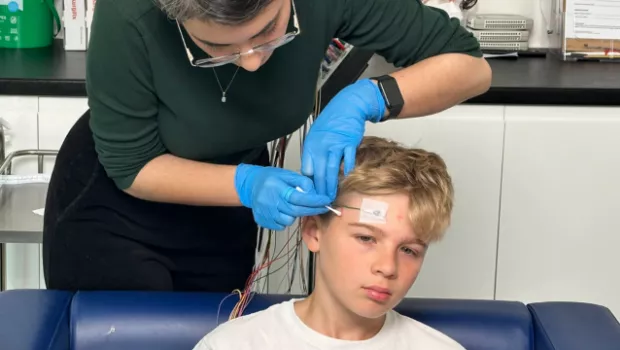 Young boy having an EEG