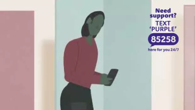 An animation for a video explaining how the 24/7 text support line works