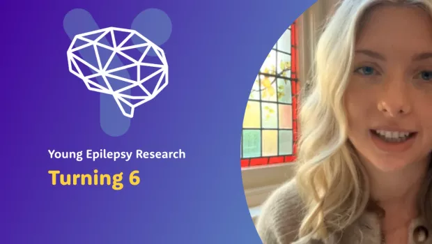 Assistant Researcher Abby is pictured alongside Young Epilepsy's Turning 6 research project graphic.
