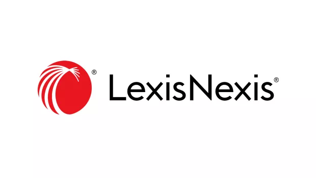 The LexisNexis logo uses its name next to the image of an orange circle with white streaks.