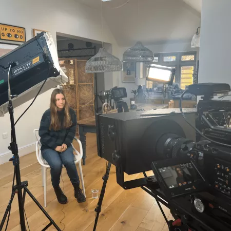 young girl with epilepsy talks about her mental health on camera