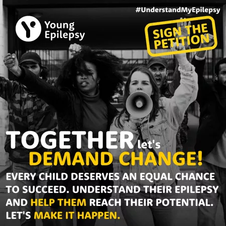 Petition - young people rallying - together let's demand change messaging