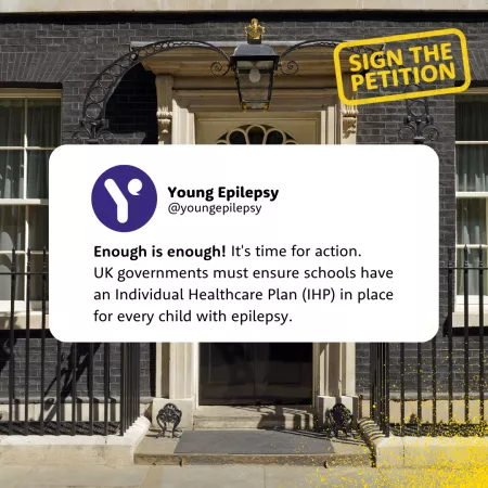 A text box covers the door of No. 10 Downing Street pushing the 'Enough is enough' petition.
