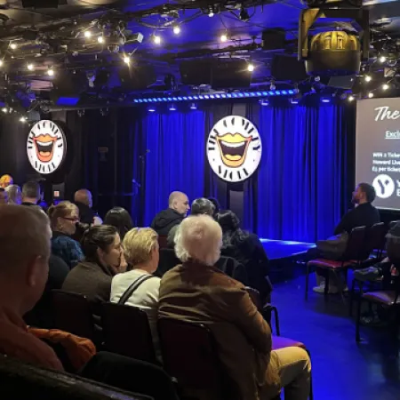 Patrons gather in the audience at the Comedy Store.