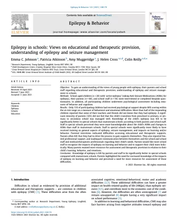 Epilepsy in schools report cover