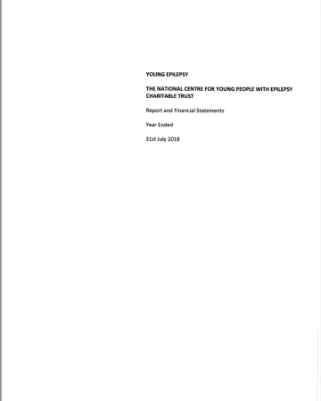 A page from the Young Epilepsy Annual Report 17-18 regards financial statements.