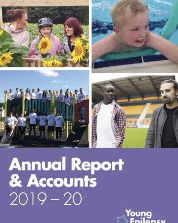 Four images of young people living with epilepsy appear on the YE Annual Report 19-20 cover.