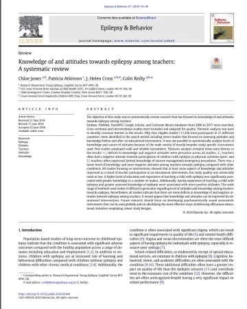 A report details the knowledge of and attitudes towards epilepsy among teachers.