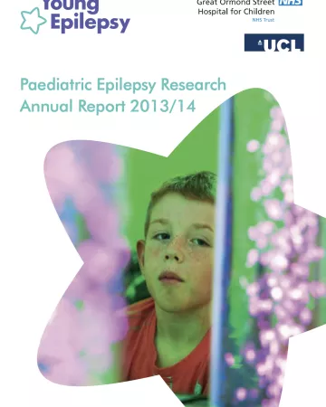 A young boy is captured in a star-shaped photo on the cover of the Research Report 2013-14 cover.