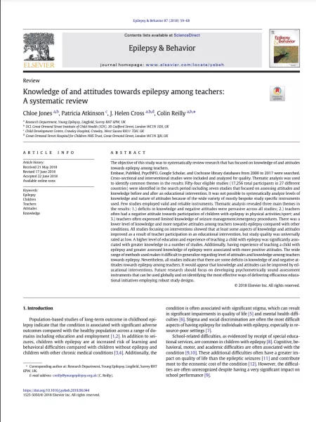 Knowledge of and attitudes towards epilepsy among teachers cover