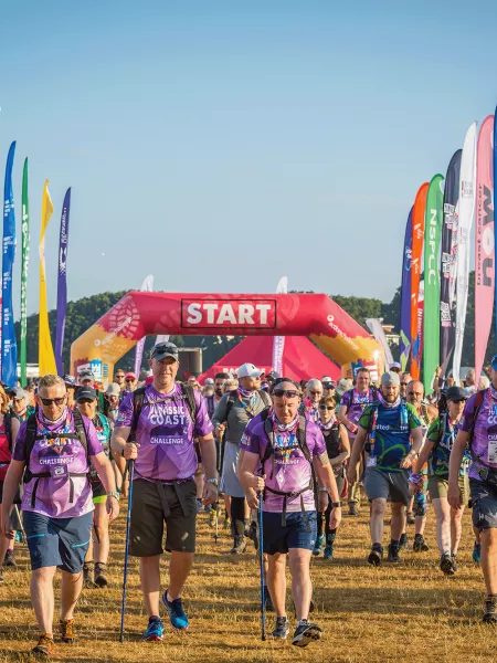 Walkers at start line for Jurassic Coast Ultra Challenge