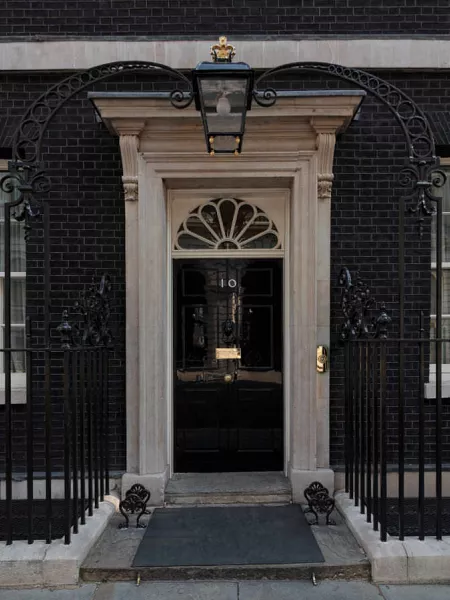 Photograph of the front door of number 10 Downing Street