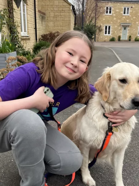 young girl and dog