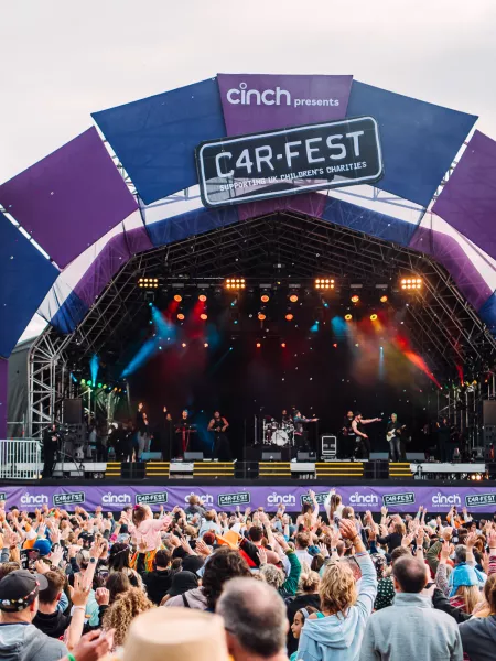 CarFest festival crowd looking at the main stage