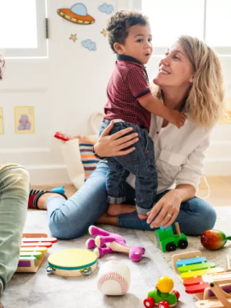Parnts and carers with their children at a play group