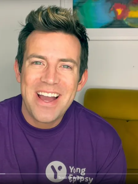 Photo of Derek Moran wearing Young Epilepsy t-shirt